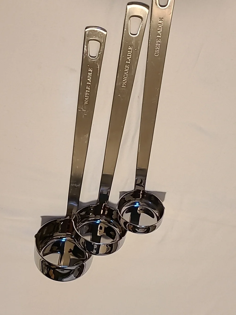 William Sonoma Stainless Steel Heavy Duty Ladle Set Of 3, Crepe Pancake Waffle